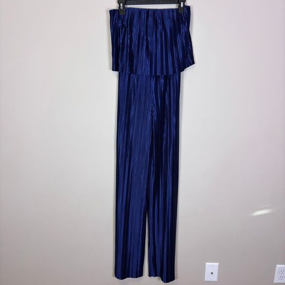 Amanda Uprichard Pants - New Amanda Uprichard Blue Collina Strapless Pleated Jumpsuit XS
